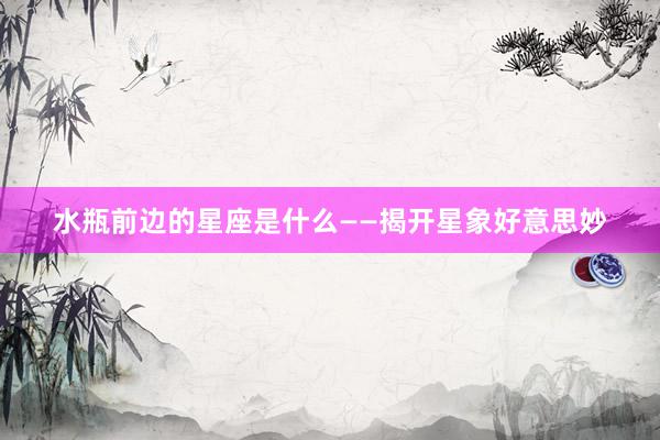 水瓶前边的星座是什么——揭开星象好意思妙